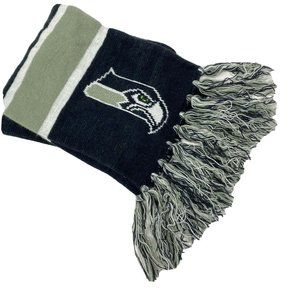 47 Brand Seattle Seahawks Spellout Scarf Knit Gray Blue Fringe Winter Warm Retro